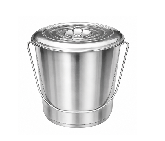 Balde de Acero Inoxidable de 17 Litros con Tapa – Grado 202 para Alimentos 1 Balde de Acero Inoxidable de 17 Litros con Tapa – Grado 202 para Alimentos